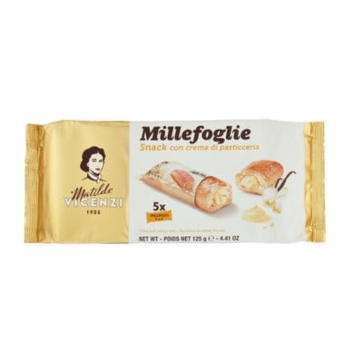 VICENZI MILLEFOGLIE MINISNACK CREMA PASTICCERA X5 125 GR